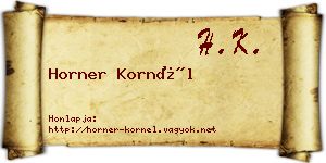 Horner Kornél névjegykártya